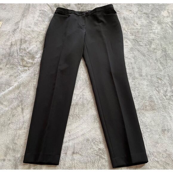 Vince Camuto Womens Pants 4P Black Crepe Ankle Petite Straight Leg Work Trousers - Picture 1 of 11